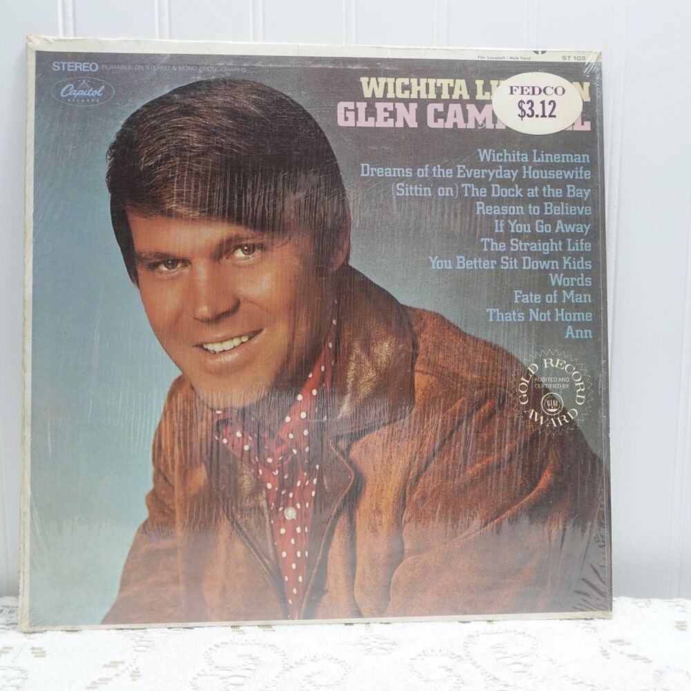 Glen Campbell Wichita Lineman LP Record 1968 Capitol Country Pop 33 RPM